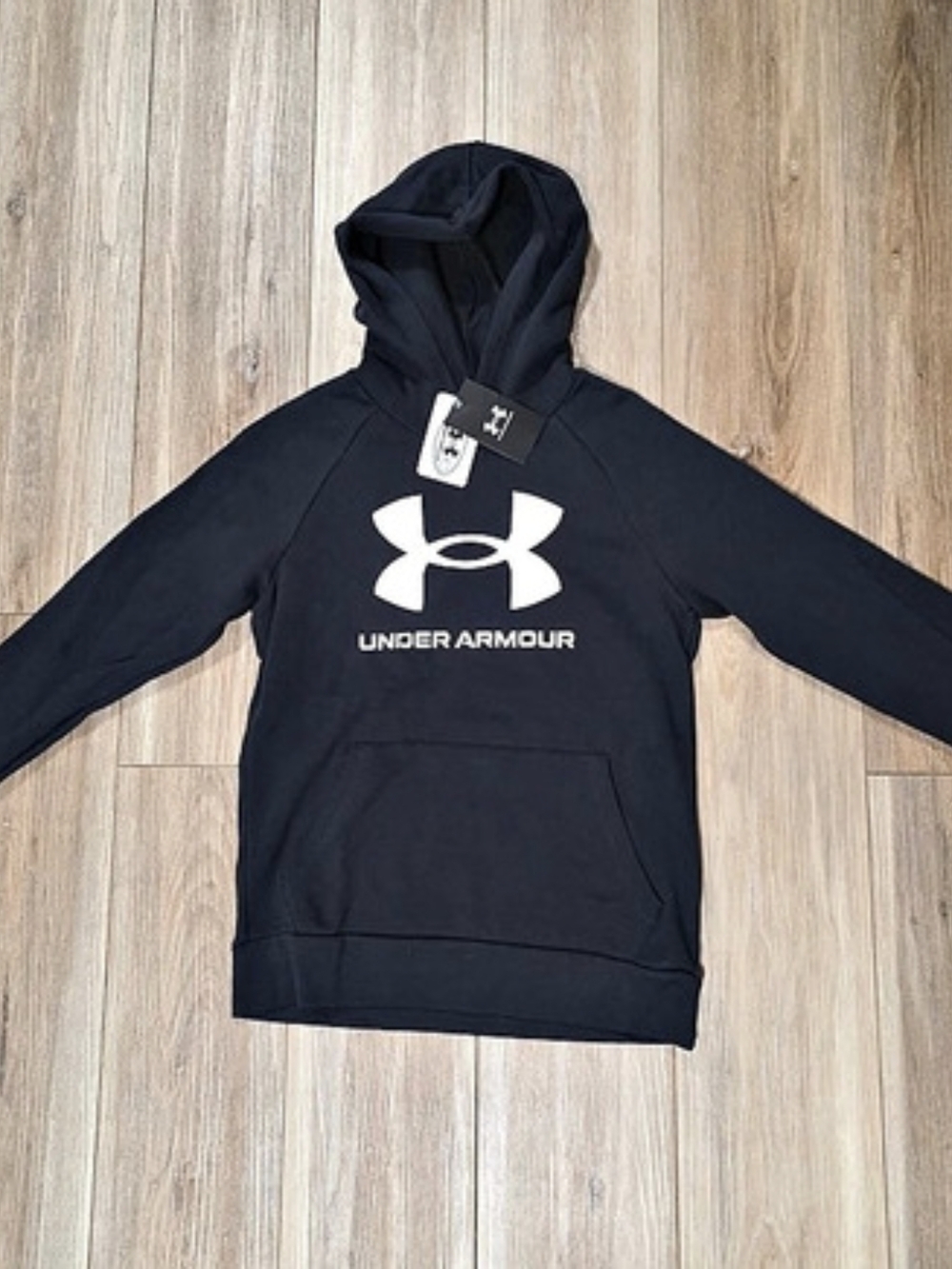 Under Armour Rival Fleece Big Logo Hoodie Kids Black Large NWT